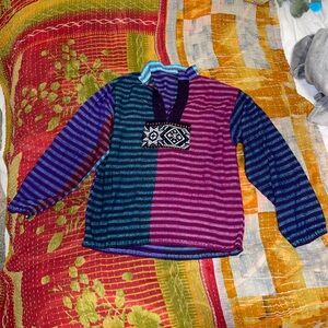 Lightweight psychedelic color block sweater OS